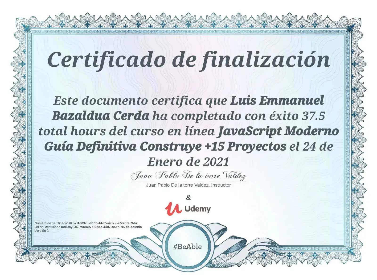 Luis Bazaldua - Certificado de JavaScript Moderno