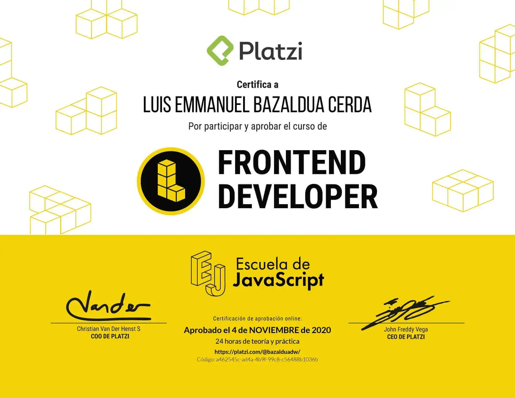 Luis Bazaldua - Certificado de FrontEnd Developer