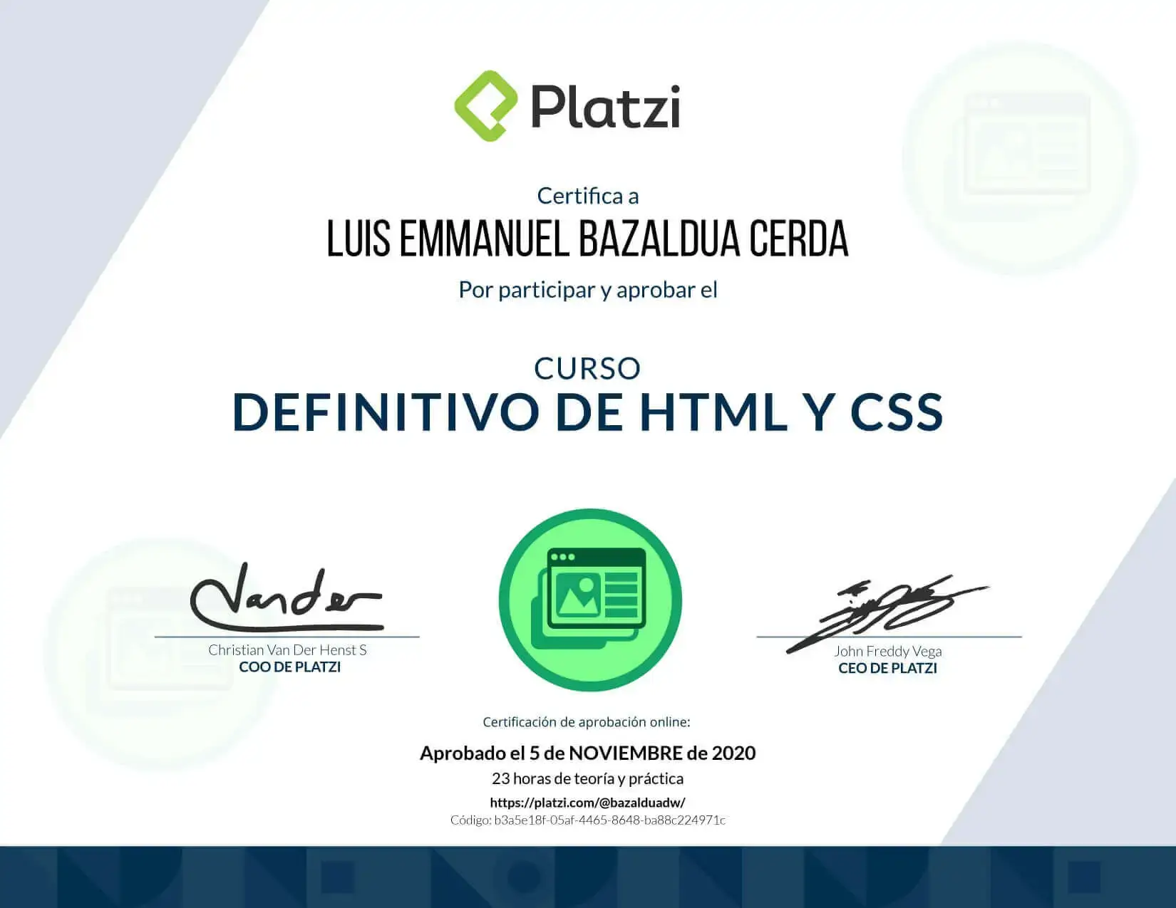 Luis Bazaldua - Certificado de HTML Y CSS