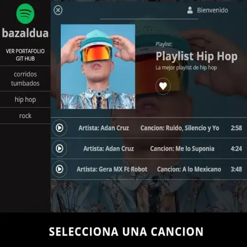 Luis Bazaldua - aplicacion de desarrrollada en javascript, reproductor de musica